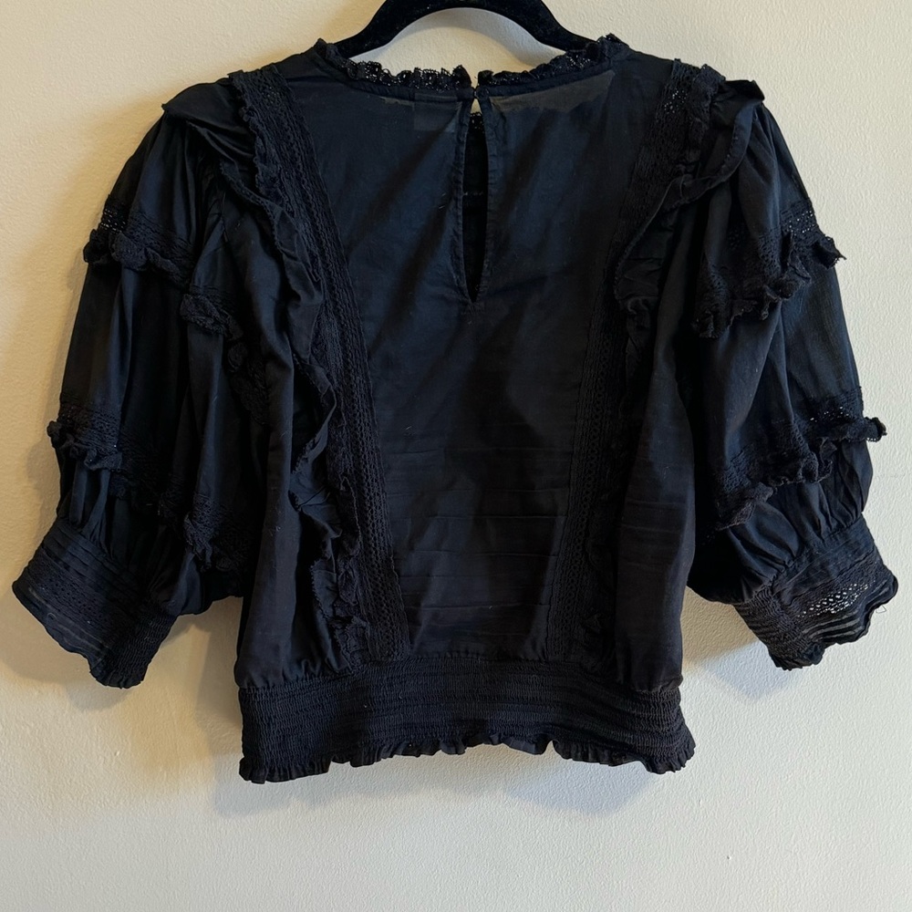Elegant Black Ruffled Women's Top - Picture 5 of 5